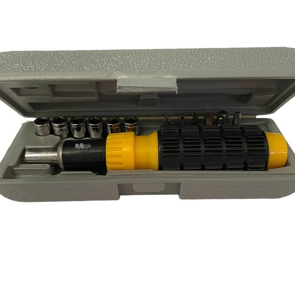 Screw Driver Socket Set 14 Piece/Box Ratchet Wrench Tool 1" H x 8.5" W - Picture 1 of 7